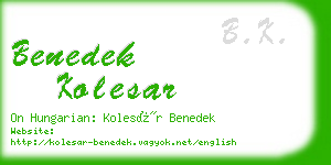 benedek kolesar business card